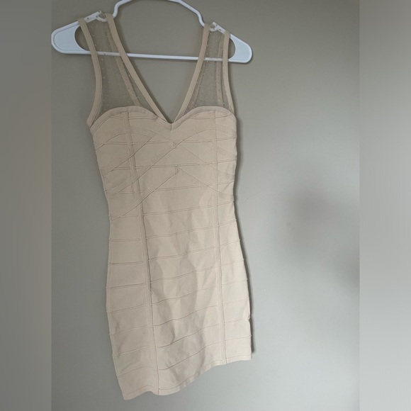 Crush&Co Mini Beige bandage Bodycoon Dress NWT size Small - Picture 5 of 6